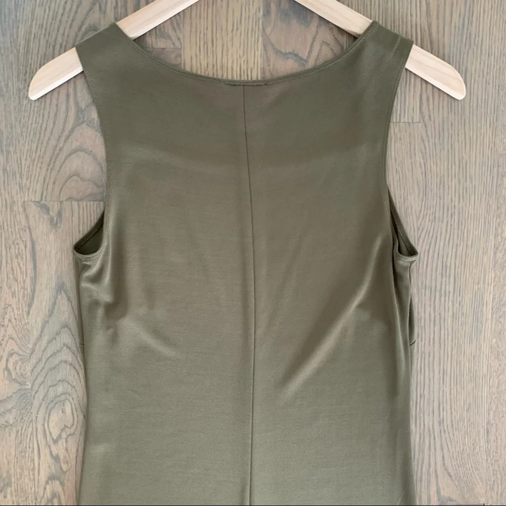 Vintage Y2K Ann Taylor Olive Square Neck Jersey Maxi Dress in Olive Green Size 4
